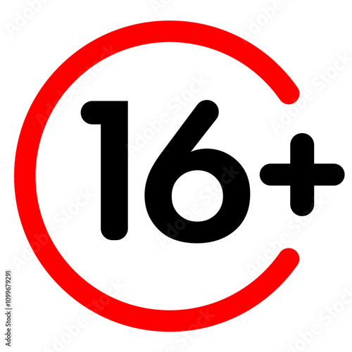 Age limit sign color style age restriction 16 plus years old icon vector 10 eps
