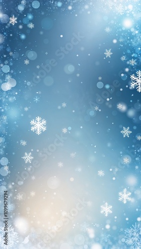 Ethereal Winter: Abstract Snowflakes on a Blurred Blue Canvas