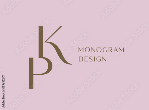 KP or PK letter logo icon design. Classic style luxury initials monogram.