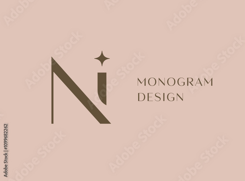 NI letter logo icon design. Classic style luxury initials monogram.