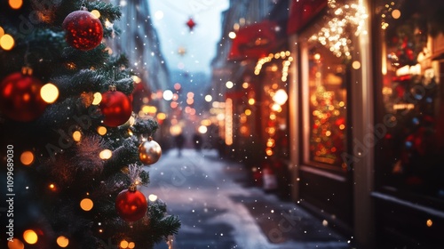 Wallpaper Mural Festive christmas street view with copy space for seasonal designs Torontodigital.ca