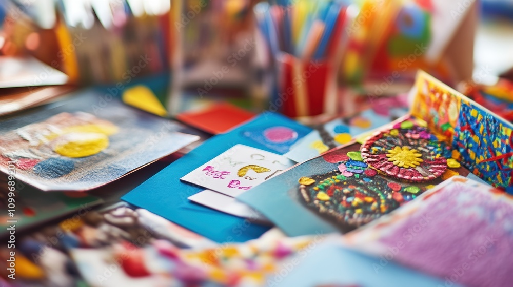 Fototapeta premium Creative cards and crafts for international volunteer day with copy space