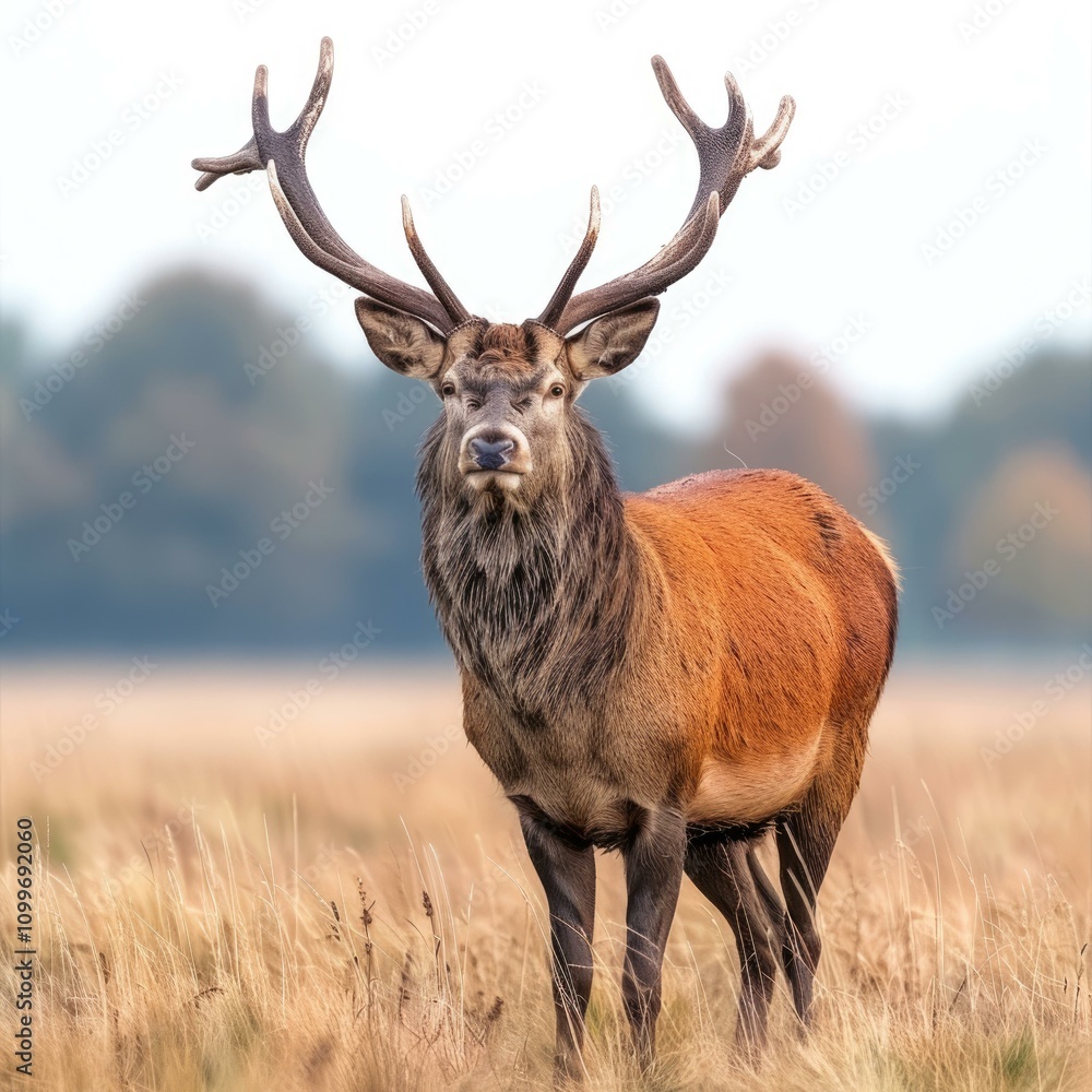 Fototapeta premium Male stag in meadow.