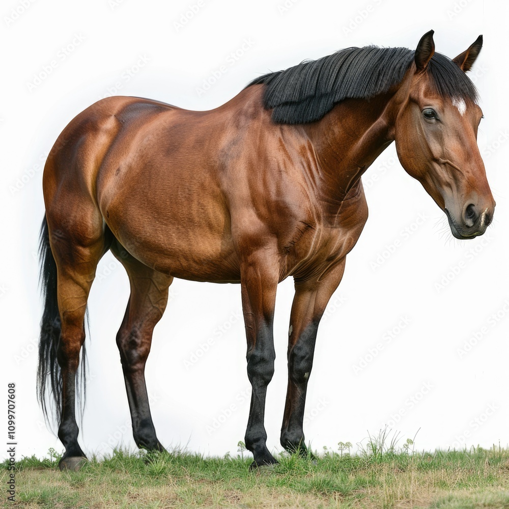 Obraz premium Brown horse on the grass field Brown horse on the grass field horse