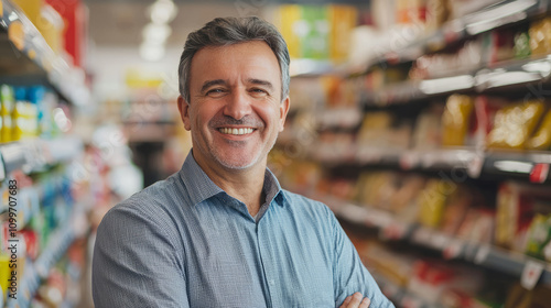 Wallpaper Mural Portrait of confident mature supermarket manager in grocery aisle Torontodigital.ca