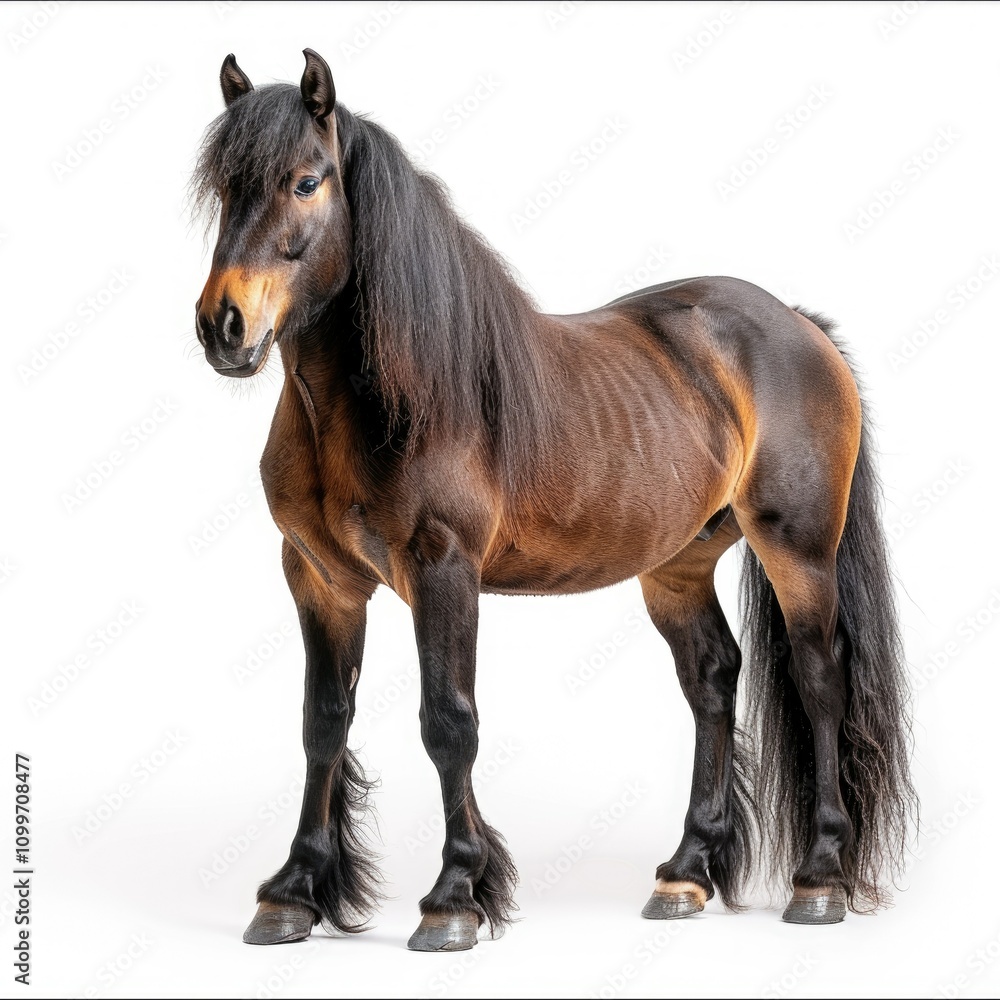 Obraz premium Close up of 10 year old Belgian draft horse on white background