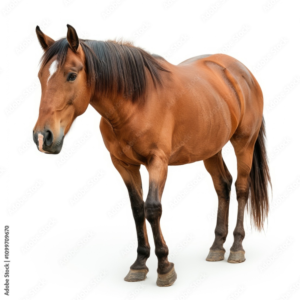 Obraz premium Cute horse walking on the ranch.