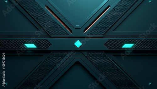 Abstract Dark Teal Futuristic Geometric Panel Design photo