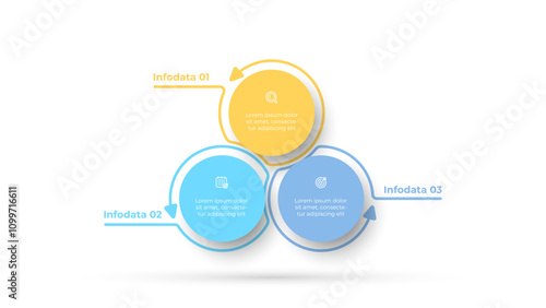 Infographic 3 options template. Business design elements with circles and linear. Vector illustration. 