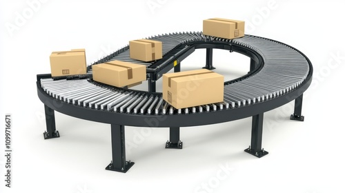 Conveyor Belt with Packages in Bright Facility
