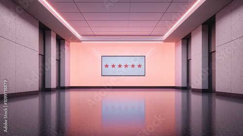 Modern art installation featuring five stars gallery space digital display contemporary design minimalist view photo