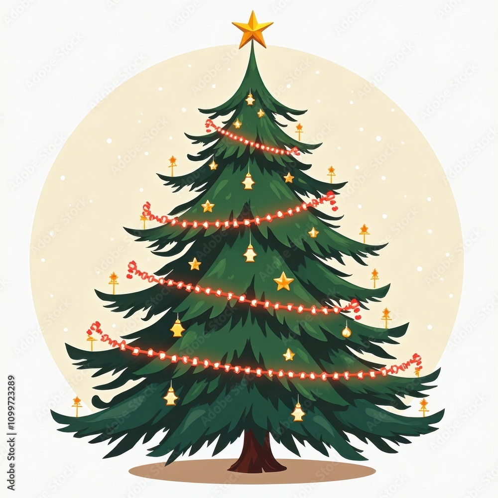 Fototapeta premium Christmas tree illustration isolated on white background