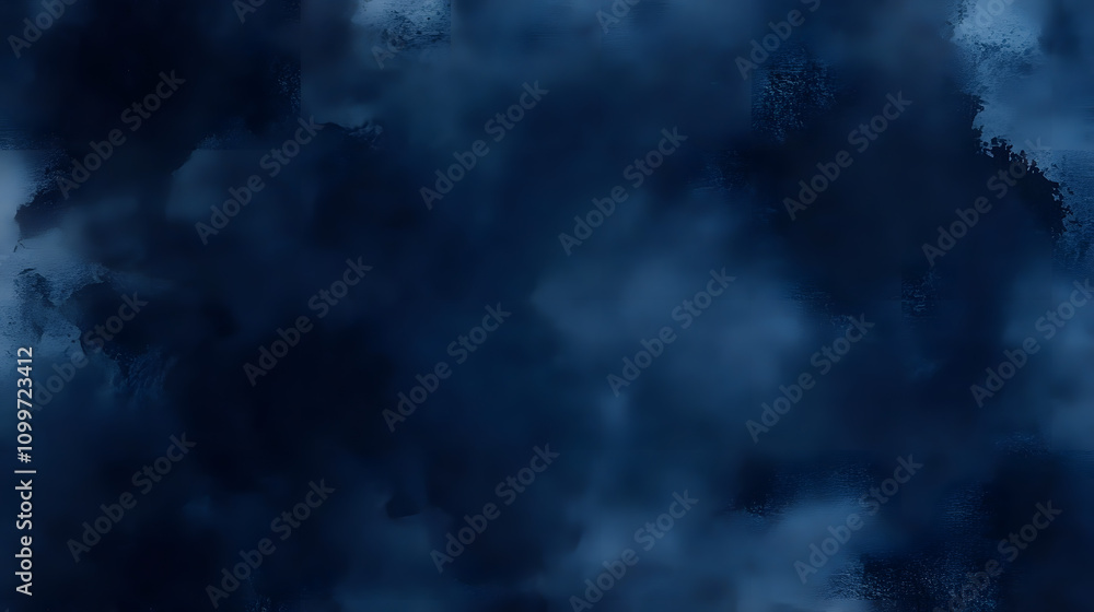 Fototapeta premium Black dark navy abstract pattern watercolor. Artistic background. Stain splash rough daub grain grunge. Water liquid fluid. Like a dramatic night sky with clouds. Space. Design. Template.