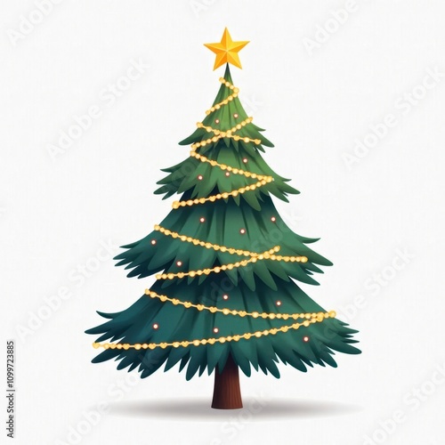 Christmas tree illustration isolated on white background