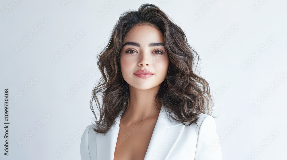 Obraz premium close up young indian woman smiling on white background