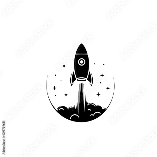 Rocket soaring into the starry night sky with trails of smoke as it embarks on a journey to space exploration