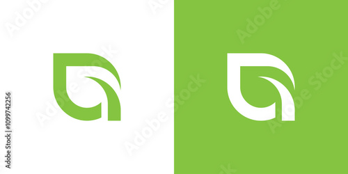 Obraz na plátně Green leaf logo in abstract letter G, simple leaf logo