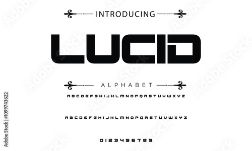 Modern techno font, futuristic line type of english alphabet letters and numbers. Minimal tech typeface vector typography. Future technology digital abc characters font, modern double line symbols
