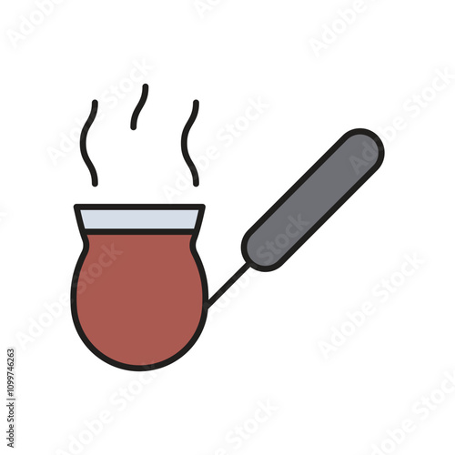 turkish coffee pot color line icon with white background vector stock illustration