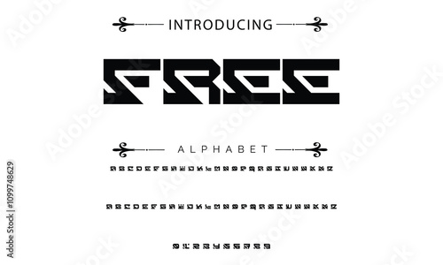 Modern techno font, futuristic line type of english alphabet letters and numbers. Minimal tech typeface vector typography. Future technology digital abc characters font, modern double line symbols