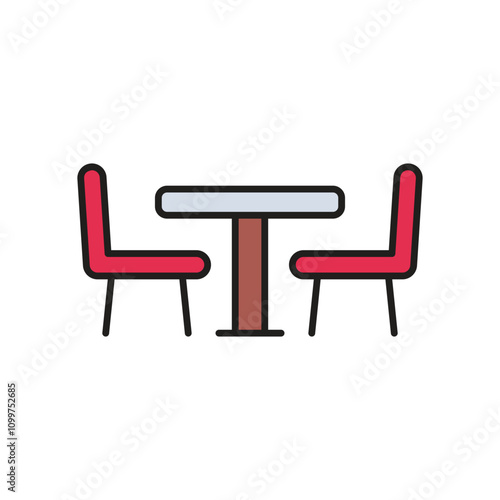 caf� table color line icon with white background vector stock illustration