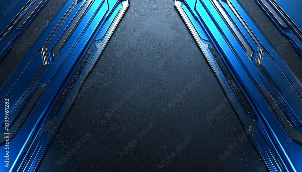 Obraz premium Abstract Blue Metallic Design With Dark Background