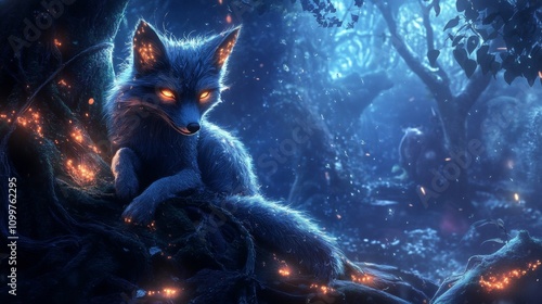 Enchanted Forest Fox: A Glowing Creature of Myth photo