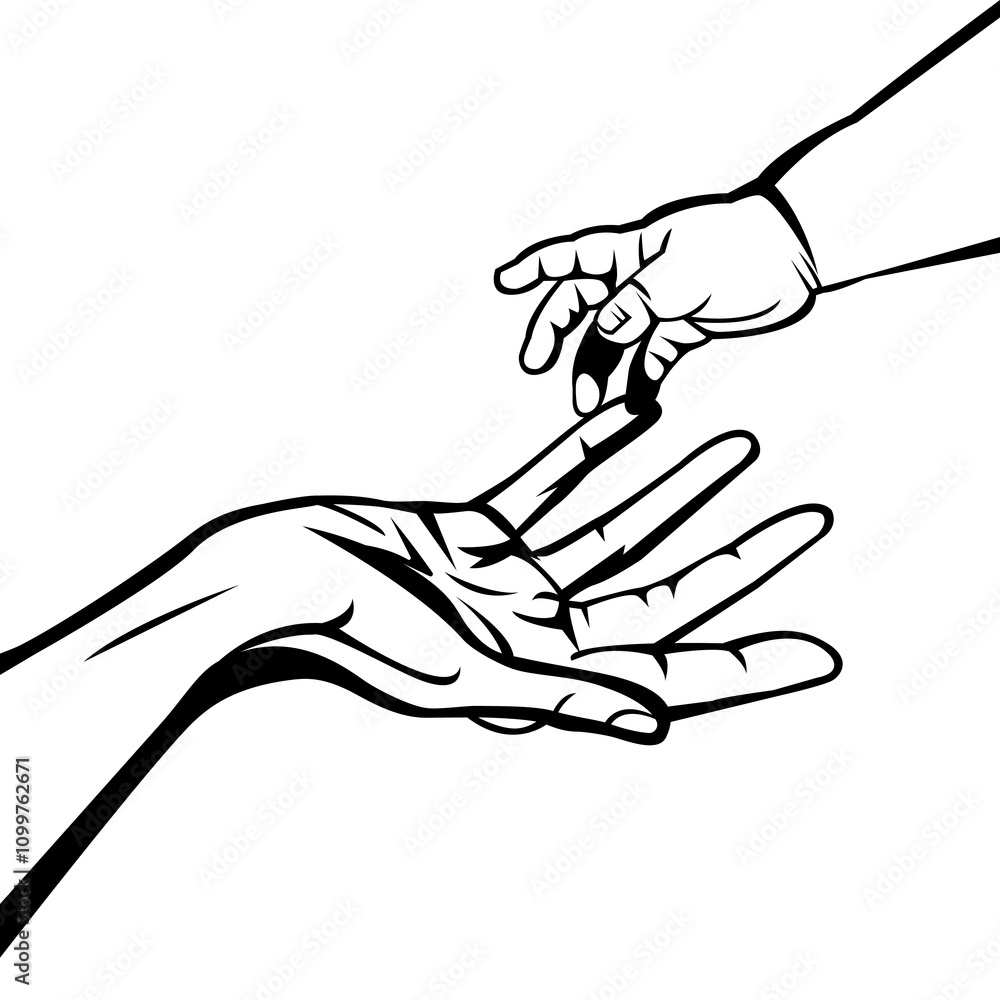 Obraz premium A baby’s tiny hand resting in a mother’s palm, symbolizing love, care, and bond. A tender moment that captures the essence of motherhood, perfect for themes of family, connection, and affection.