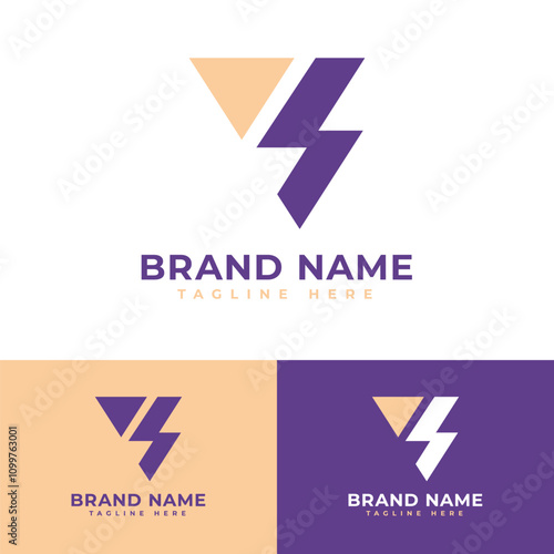 letter V with S or blitz logo symbol icon flat stock vector design