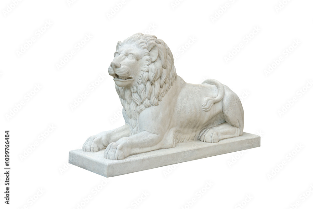Fototapeta premium medieval antique lion figure isolated on white background