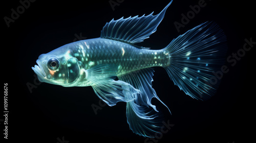 A bioluminescent deep-sea fish glowing in the darkness.