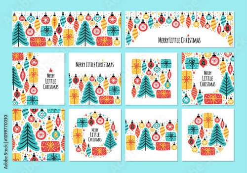 Cute set of Merry Little Christmas backgrounds