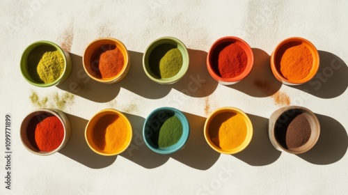 Vibrant Spices in Bowls: A Culinary Delight