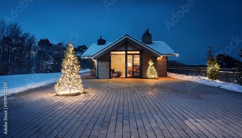 darkness falls house patio christmas time outside night