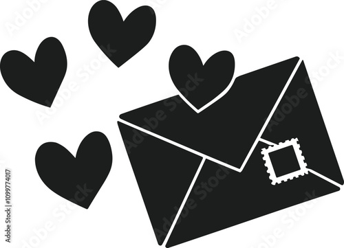 Romantic Envelope with Hearts - Valentine's Day Vector Illustration photo