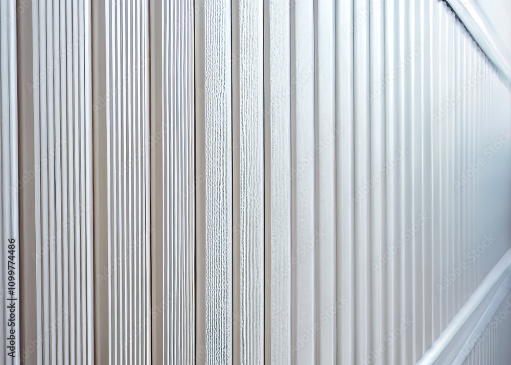 Obraz premium Elegant White Batten Background for Minimalist Designs, Perfect for Product Photography, Website Layouts, and Artistic Presentations with High Depth of Field Effects
