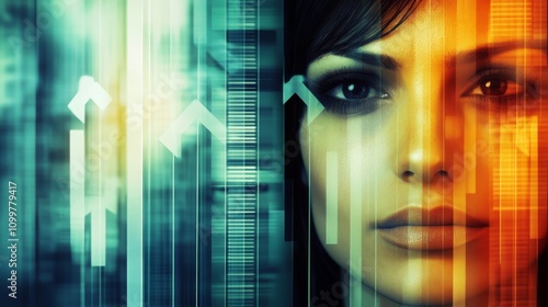 Wallpaper Mural Woman Face  Future Technology  Upward Trend  Growth  Digital  Abstract Torontodigital.ca