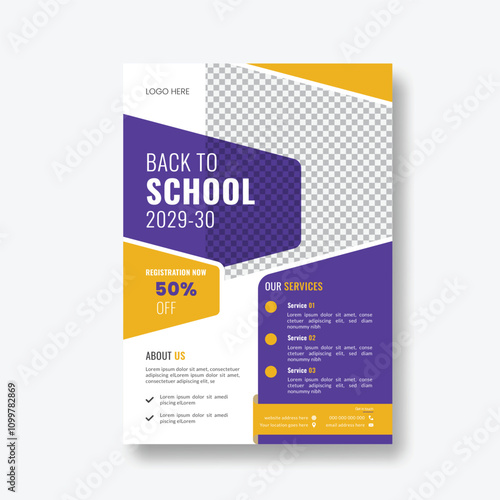 Modern school education admission flyer poster layout template