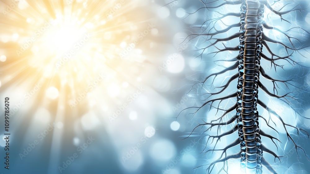 Naklejka premium Luminous Spinal Column Nerve System Healthcare