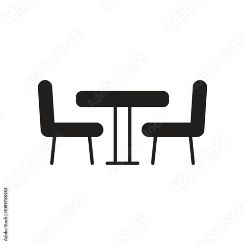 caf� table glyph icon with white background vector stock illustration