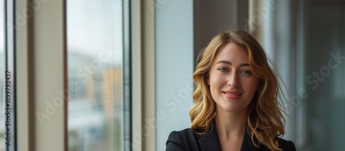 Portrait Of Smiling Young Businesswoman At The Window Free Download Portrait Of Smiling Young Businesswoman At The Window - GFXLoad