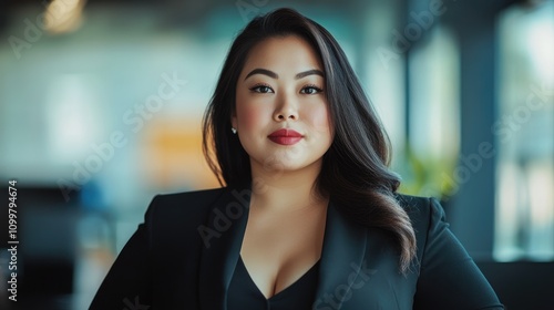 Wallpaper Mural Plus size Asian businesswoman in an office setting exuding confidence and success Torontodigital.ca