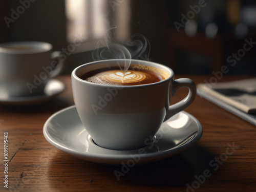 Enjoy a cup of coffee in this cozy setting. 