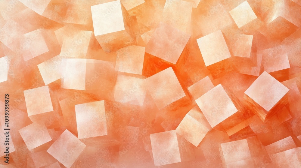 Abstract background of soft peach-colored cubes creating a serene and trendy atmosphere, showcasing the vibrant hue of 2024 Peach Fuzz in a textured display. Abstract background of soft peach-colored cubes creating a serene and trendy atmosphere, showcasing the vibrant hue of 2024 Peach Fuzz in a textured display.