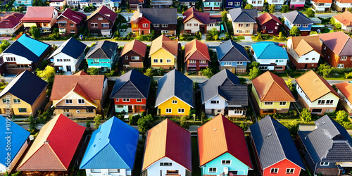 Colorful Houses Aerial View Illustration photo