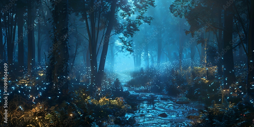 Obraz premium The Digital Forest Hackers in Search of System Flaws, Navigating the Cyber Forest to Find Security Bugs