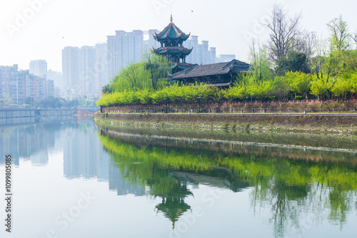 Spring scenery of Wangjianglou Park, Jinjiang District, Chengdu, China photo