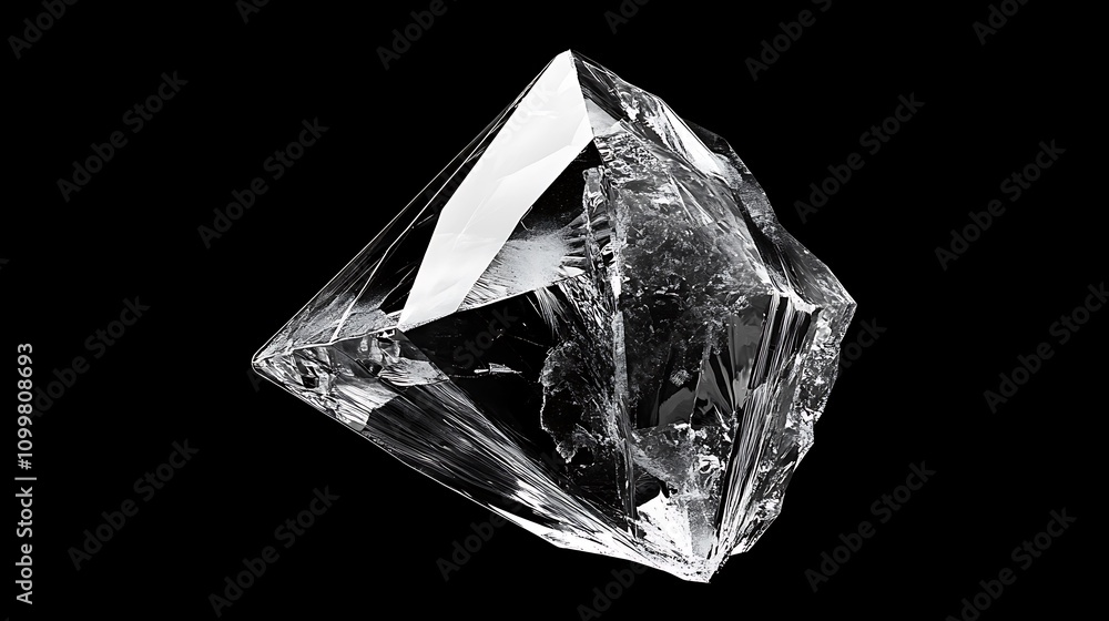 Naklejka premium A Crystal Clear Glacial Ice Fragment Isolated