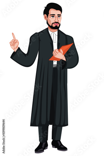 Indian Lawyer Cartoon Character Vector Illustration