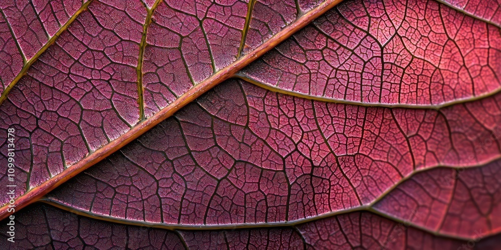 Obraz premium Macro shot of a jungle leaf with intricate veins and textures, showcasing the beauty of nature in a close-up perspective.